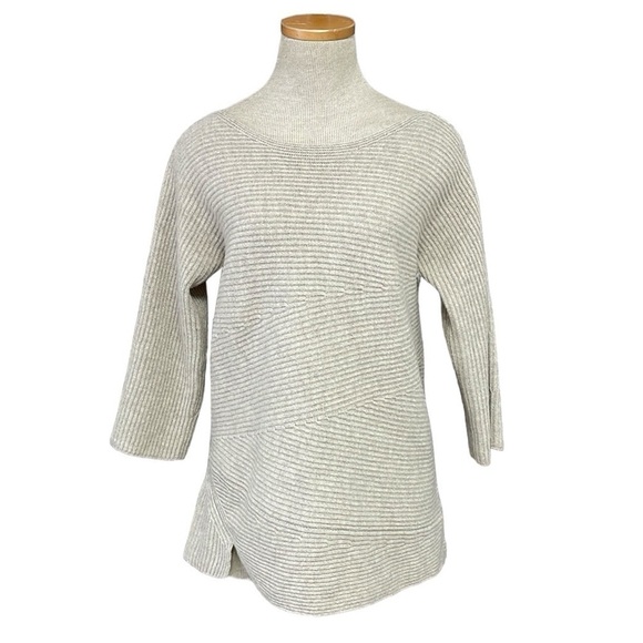 Bogner Sweater Women's 8 Tan Long Sleeve Knit Boat Neck Pullover Wool Cashmere - Picture 1 of 13